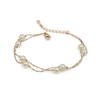Bracelet en alliage de zinc, avec perle de verre, Placage, pour femme & 2 fils, plus de couleurs à choisir, protéger l'environnement, sans nickel, plomb et cadmium, Vendu par Environ 7 pouce brin