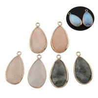 Gemstone Pendant, with Brass, Teardrop, gold color plated, different materials for choice, 16x31x7mm, Hole:Approx 2mm, 5PCs/Bag, Sold By Bag