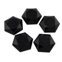 Blå Goldstone Cabochon, Hexagon, platt baksida, 26x29x11mm, 5PC/Bag, Säljs av Bag