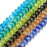 Handgewickelte Perlen, Lampwork, facettierte, keine, 7x10mm, Bohrung:ca. 2mm, ca. 50PCs/Strang, verkauft per ca. 14.5 ZollInch Strang