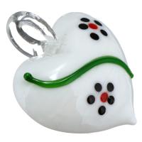 Mada Lampwork Pakabukai, Širdis, 32x38x17mm, Skylė:Apytiksliai 6x6mm, 10kompiuteriai/Pirkimo, Pardavė Pirkimo