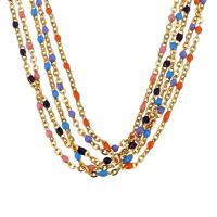 Stainless Steel Necklace Chain, with Resin, gold color plated, oval chain & for woman, more colors for choice, 1.50mm, Length:Approx 17 Inch, 10Strands/Lot, Sold By Lot
