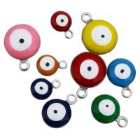 Stainless Steel Pendants, Flat Round, evil eye pattern & different size for choice & enamel, more colors for choice, Hole:Approx 1.5mm, 200PCs/Lot, Sold By Lot