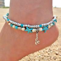 Tibetan Style Anklet, with Seedbead & Turquoise, with 2.5Inch extender chain, plated, different styles for choice & for woman & 2-strand, nickel, lead & cadmium free, Sold Per Approx 8 Inch Strand