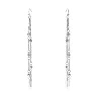Tibetan Style Tassel Earring, iron earring hook, platinum color plated, for woman & with rhinestone, lead & cadmium free, 7x125mm, Sold By Pair