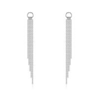 Tibetan Style Tassel Earring, stainless steel post pin, platinum color plated, for woman & with rhinestone, lead & cadmium free, 12x140mm, Sold By Pair
