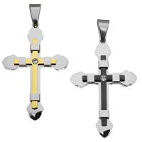 Stainless Steel Cross Pendants plated with rhinestone Approx Sold By PC