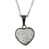 Stainless Steel Necklace with Rhinestone Clay Pave Heart plated oval chain & for woman 2mm Sold Per Approx 19 Inch Strand