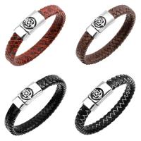 Cowhide Bracelet, stainless steel bayonet clasp, Anchor, for man & blacken, more colors for choice, 13mm, Sold Per Approx 8.3 Inch Strand