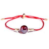 Natural Garnet Bracelet, Waxed Cotton Cord, with Garnet & Brass, gold color plated, for woman, 11mm, Sold Per Approx 7.5 Inch Strand