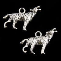 Tibetan Style Animal Pendants, Wolf, antique silver color plated, lead & cadmium free, 12x25mm, Hole:Approx 1mm, 30PCs/Bag, Sold By Bag