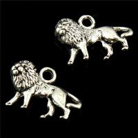 Tibetan Style Animal Pendants, Lion, antique silver color plated, lead & cadmium free, 17x10mm, Hole:Approx 1mm, 30PCs/Bag, Sold By Bag