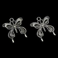 Tibetan Style Animal Pendants, Butterfly, antique silver color plated, lead & cadmium free, 24x25mm, Hole:Approx 1mm, 30PCs/Bag, Sold By Bag