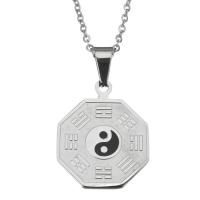 Stainless Steel Jewelry Necklace Octagon ying yang & oval chain & for woman original color 2mm Sold Per Approx 19 Inch Strand