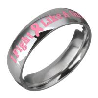 Emajl nehrđajućeg Čelik Ring Finger, Nehrđajući čelik, sa slovom uzorkom & za žene, izvorna boja, 6mm, Veličina:11, Prodano By PC