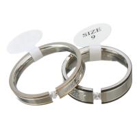 Stainless Steel Couple Ring, plated, Unisex & with letter pattern & with rhinestone, mixed colors, 4mm, 6mm, US Ring Size:6-12, 2PCs/Lot, Sold By Lot