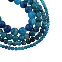 Natürliche Streifen Achat Perlen, rund, verschiedene Größen vorhanden, blau, Bohrung:ca. 1mm, verkauft per ca. 15 ZollInch Strang