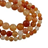 Natürliche Streifen Achat Perlen, rund, verschiedene Größen vorhanden, klare Orange, Bohrung:ca. 1mm, verkauft per ca. 15 ZollInch Strang