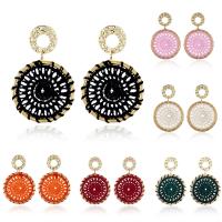 Zinc Alloy Drop Earring with Nylon stainless steel post pin Round gold color plated for woman & with rhinestone lead & cadmium free Sold By Pair