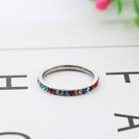 Rhinestone Stainless Steel Finger Ring & for woman & with rhinestone original color Sold By PC