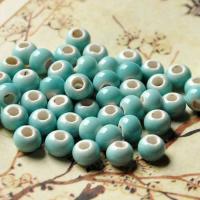 Glasierte Porzellan Perlen, rund, glaciert, keine, 6mm, Bohrung:ca. 2mm, 100PCs/Menge, verkauft von Menge