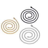 Stainless Steel Chain Ogrlica, Nehrđajući čelik, pozlaćen, razlièite duljine za izbor & bez spolne razlike & twist ovalni lanac, više boja za izbor, 3mm, Prodano By Strand