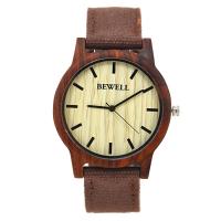 BEWELL® Watch Collection, Lærred, med Glas & Træ & Stainless Steel, Livsbestandig & justerbar & for mennesket, flere farver til valg, 42mm, Længde Ca. 8.5 inch, Solgt af PC