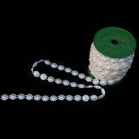 ABS plastik perle Beading Rope, hvid, 8-12mm, Ca. 15m/Spool, Solgt af Spool