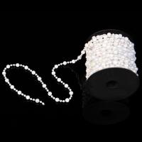 Plastique ABS perle perles de la chaîne, blanc, 8mm, Environ 10m/bobine, Vendu par bobine