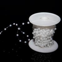 Plastique ABS perle perles de la chaîne, blanc, 4mm, Environ 75m/bobine, Vendu par bobine