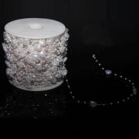 Plastique ABS perle perles de la chaîne, blanc, 10mm, Environ 60m/bobine, Vendu par bobine