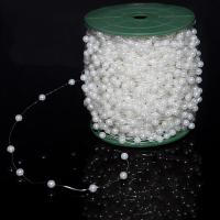 Perlas de plástico ABS cuerda que reobordea, Blanco, 6mm, aproximado 60m/Carrete, Vendido por Carrete