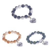 Zinc Alloy Bracelet with Laugh Rift Agate & Clay Pave & Crystal Heart word love plated charm bracelet & for woman & enamel & faceted & frosted nickel lead & cadmium free Sold Per Approx 7.5 Inch Strand