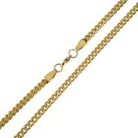 Stainless Steel Chain halskæde, guldfarve belagt, bremse kæde & for mennesket, 4mm, Solgt Per Ca. 22 inch Strand