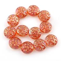 Okrągłe płaskie kryształowe koraliki, Kryształ, Płaskie koło, Platerowane w kolorze złota, 13x6mm, otwór:około 1mm, sprzedawane na około 6.5 cal Strand