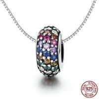 Thailand Sterling Silver European Bead Rondelle without troll & with cubic zirconia Approx 4.5-5mm Sold By PC
