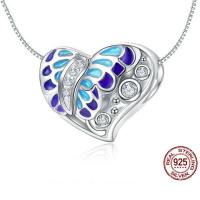 925 Sterling Silver European Beads, Heart, platinum plated, without troll & enamel & with cubic zirconia, 11x13mm, Hole:Approx 4.5-5mm, Sold By PC