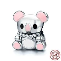 Thailand Sterling Silver European Bead, Bear, without troll & enamel, 13x12mm, Hole:Approx 4.5-5mm, Sold By PC