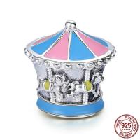 Thailand Sterling Silver European Bead, Carousel, without troll & enamel, 12x12mm, Hole:Approx 4.5-5mm, Sold By PC