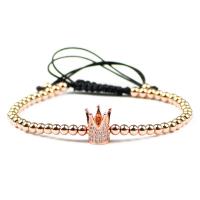 Brass Woven Ball Bracelets with Nylon Cord Crown plated Unisex & adjustable & micro pave cubic zirconia nickel lead & cadmium free Sold Per Approx 7.9 Inch Strand