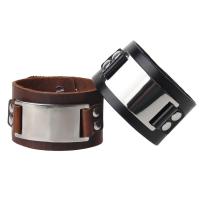 Cowhide Bracelet with Zinc Alloy silver color plated durable & Unisex 40mm Length Approx 9 Inch Sold By PC