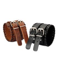 Cowhide Bracelet with Zinc Alloy silver color plated durable & for man 55mm Length Approx 11 Inch Sold By PC
