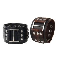Cowhide Bracelet with Zinc Alloy silver color plated durable & Unisex 50mm Length Approx 9 Inch Sold By PC