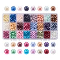 Glass Pearl Beads, with Plastic Box, Round, different size for choice, mixed colors, Hole:Approx 0.7-1.1mm, Sold By Box