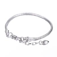 European Bracelet, Brass, with 1.2inch extender chain, plated, snake chain & different styles for choice & for woman, 2.8mm, Sold Per Approx 7.6 Inch Strand