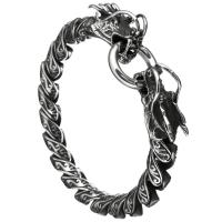 Bijoux bracelet en acier inoxydable, dragon, pour homme & noircir, 10mm, 34x13mm, Vendu par Environ 9 pouce brin