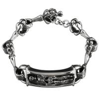 Bijoux bracelet en acier inoxydable, pour homme & noircir, 48x17mm, Vendu par Environ 8 pouce brin
