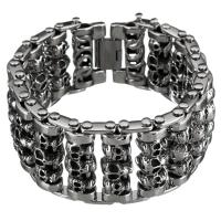 Bijoux bracelet en acier inoxydable, avec motif de crâne & pour homme & noircir, 35mm, Vendu par Environ 9.5 pouce brin