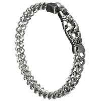 Stainless Steel Jewelry Bracelet, curb chain & for man, original color, 34x11mm, 6mm, Sold Per Approx 9 Inch Strand