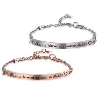 Stainless Steel Jewelry Bracelet with 1.18lnch extender chain plated Unisex & rope chain & with letter pattern & enamel Sold Per Approx 8.3 Inch Strand